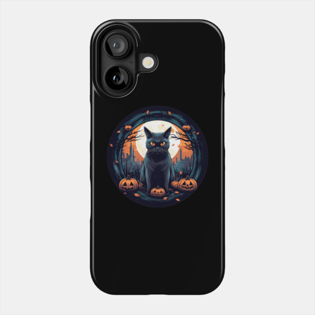 American Shorthair Black Cat Halloween, Cat Lover Phone Case by logiamerch