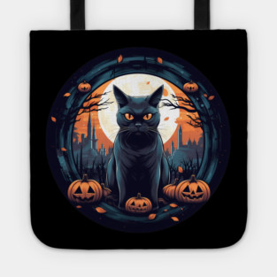 American Shorthair Black Cat Halloween, Cat Lover Tote