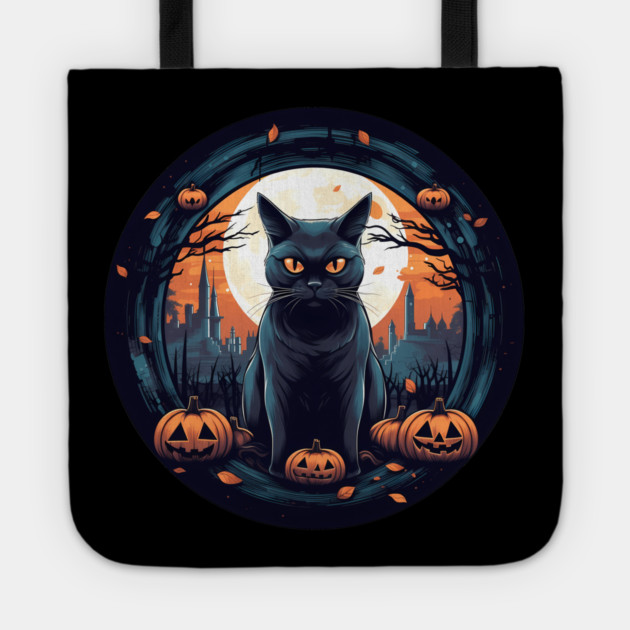 American Shorthair Black Cat Halloween, Cat Lover Tote by logiamerch