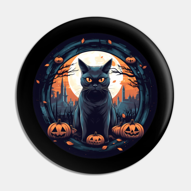 American Shorthair Black Cat Halloween, Cat Lover Pin by logiamerch