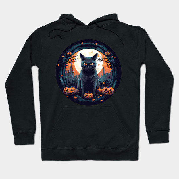 American Shorthair Black Cat Halloween, Cat Lover Hoodie by logiamerch
