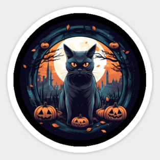 American Shorthair Black Cat Halloween, Cat Lover Sticker