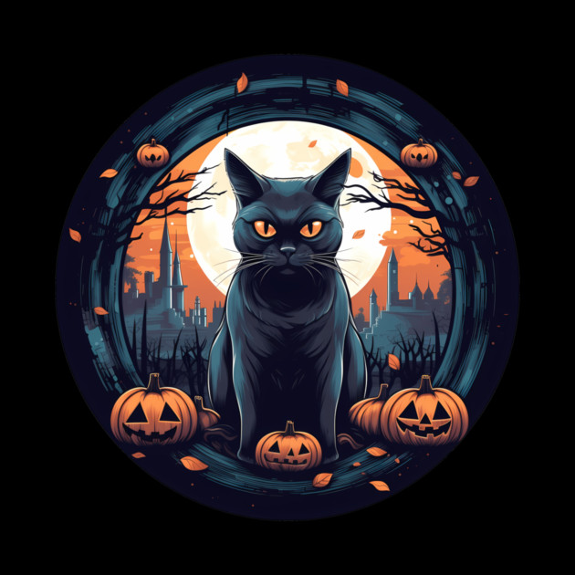 American Shorthair Black Cat Halloween, Cat Lover by logiamerch