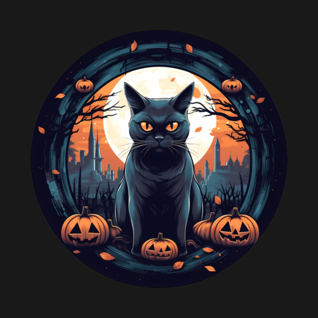 American Shorthair Black Cat Halloween, Cat Lover by logiamerch