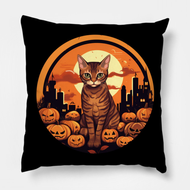 Bengal Cat Halloween, Cat Lover Pillow by logiamerch