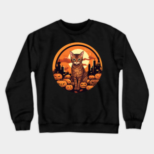 Bengal Cat Halloween, Cat Lover Crewneck Sweatshirt
