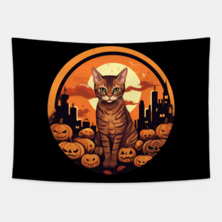 Bengal Cat Halloween, Cat Lover Tapestry