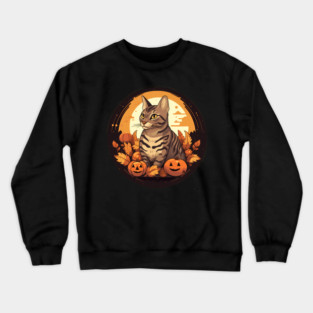 Bengal Cat Halloween, Cat Lover Crewneck Sweatshirt