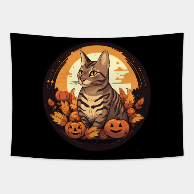 Bengal Cat Halloween, Cat Lover Tapestry by logiamerch