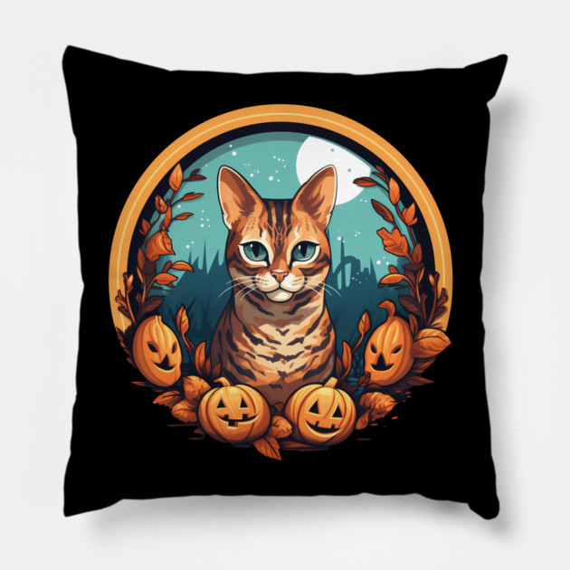 Bengal Cat Halloween, Cat Lover Pillow by logiamerch