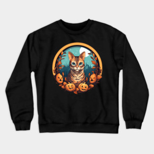 Bengal Cat Halloween, Cat Lover Crewneck Sweatshirt