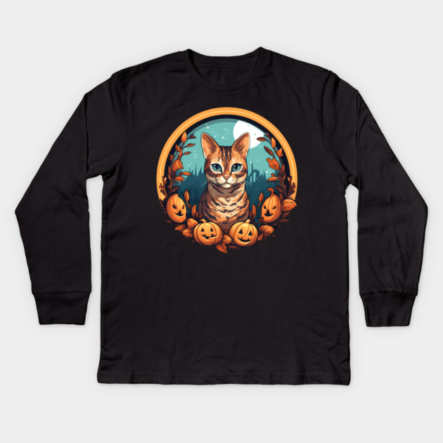 Bengal Cat Halloween, Cat Lover Kids Long Sleeve T-Shirt by logiamerch