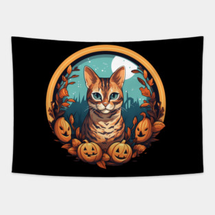 Bengal Cat Halloween, Cat Lover Tapestry
