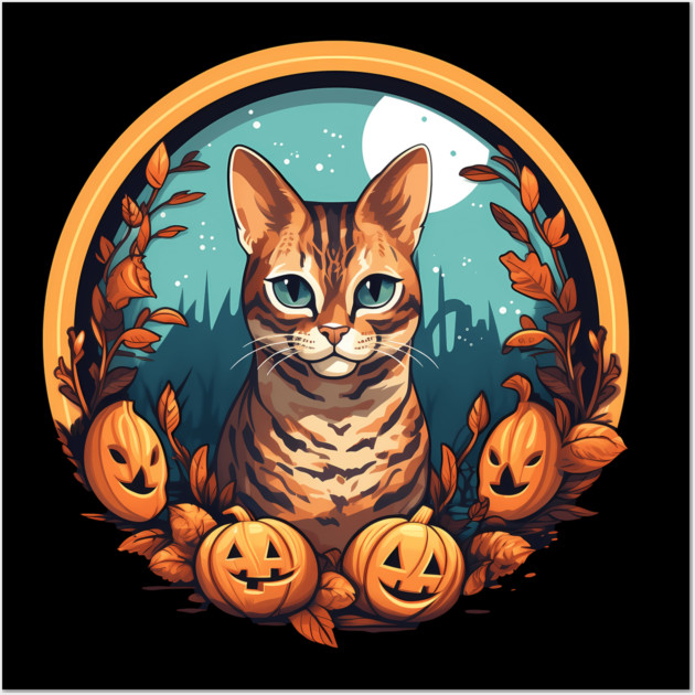 Bengal Cat Halloween, Cat Lover Wall Art by logiamerch
