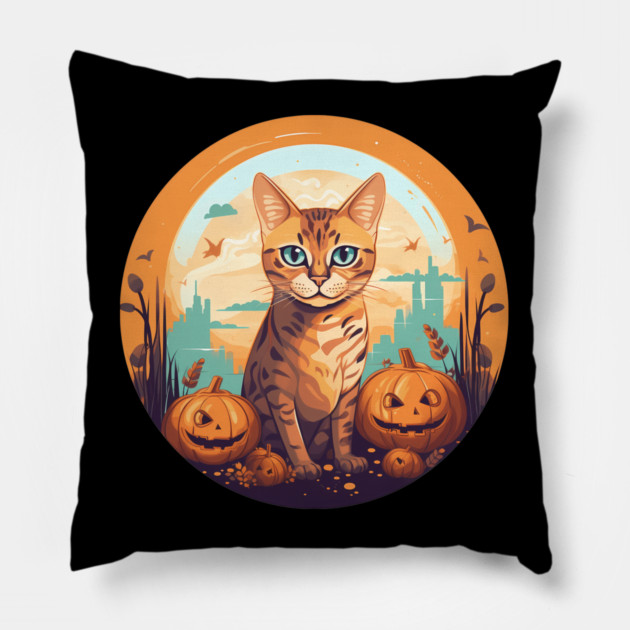 Bengal Cat Halloween, Cat Lover Pillow by logiamerch