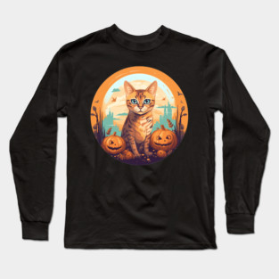 Bengal Cat Halloween, Cat Lover Long Sleeve T-Shirt