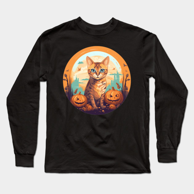 Bengal Cat Halloween, Cat Lover Long Sleeve T-Shirt by logiamerch