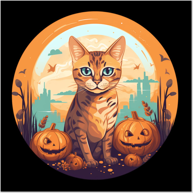 Bengal Cat Halloween, Cat Lover Wall Art by logiamerch