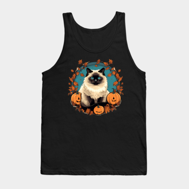 Birman Cat Halloween, Cat Lover Tank Top by logiamerch