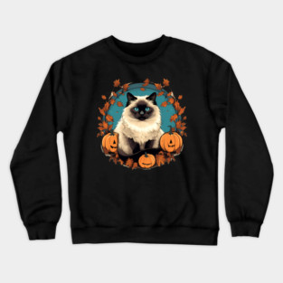 Birman Cat Halloween, Cat Lover Crewneck Sweatshirt
