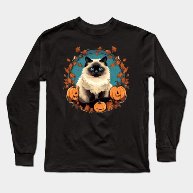 Birman Cat Halloween, Cat Lover Long Sleeve T-Shirt by logiamerch
