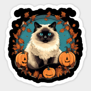 Birman Cat Halloween, Cat Lover Sticker