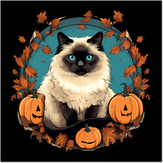Birman Cat Halloween, Cat Lover Wall Art by logiamerch
