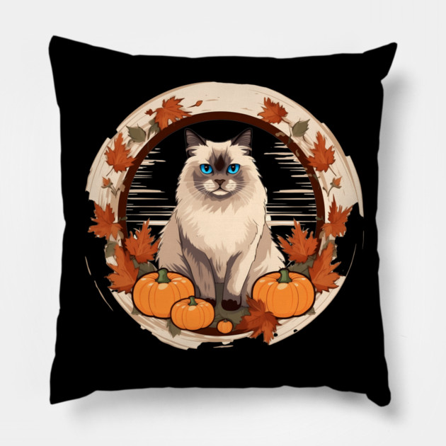 Birman Cat Halloween, Cat Lover Pillow by logiamerch