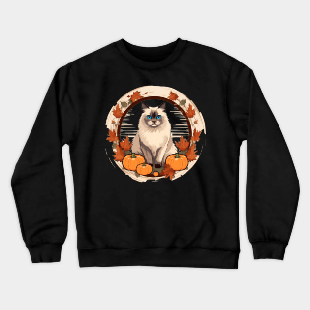 Birman Cat Halloween, Cat Lover Crewneck Sweatshirt by logiamerch