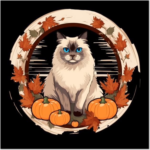 Birman Cat Halloween, Cat Lover Wall Art by logiamerch