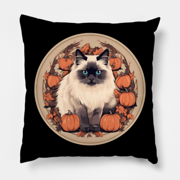 Birman Cat Halloween, Cat Lover Pillow by logiamerch