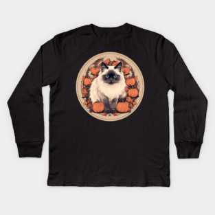 Birman Cat Halloween, Cat Lover Kids Long Sleeve T-Shirt