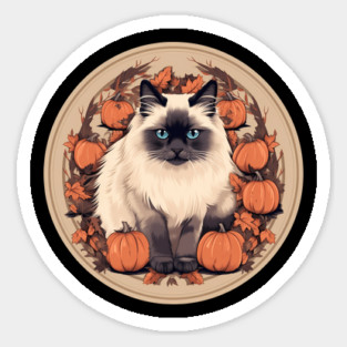 Birman Cat Halloween, Cat Lover Sticker