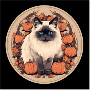 Birman Cat Halloween, Cat Lover Posters and Art