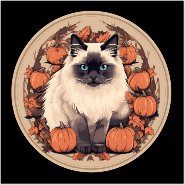 Birman Cat Halloween, Cat Lover Wall Art by logiamerch