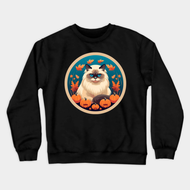 Birman Cat Halloween, Cat Lover Crewneck Sweatshirt by logiamerch