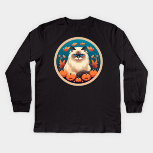 Birman Cat Halloween, Cat Lover Kids Long Sleeve T-Shirt