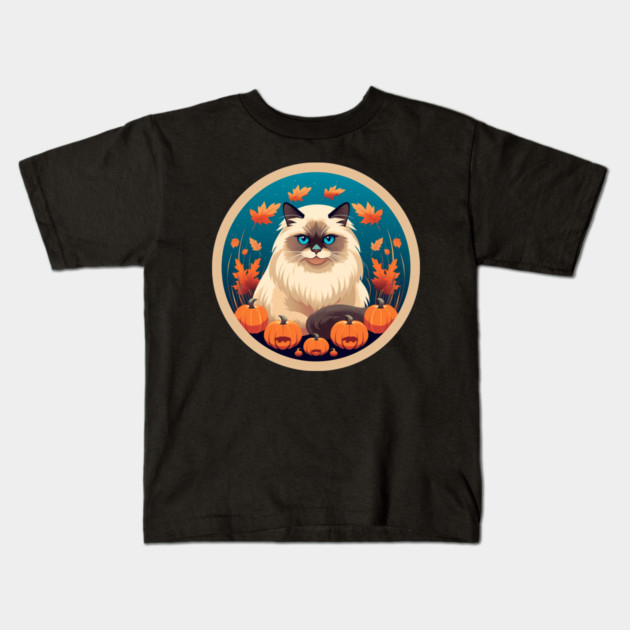 Birman Cat Halloween, Cat Lover Kids T-Shirt by logiamerch