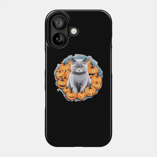 British Shorthair Cat Halloween, Cat Lover Phone Case by logiamerch