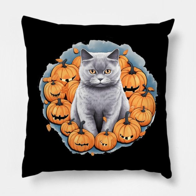 British Shorthair Cat Halloween, Cat Lover Pillow by logiamerch
