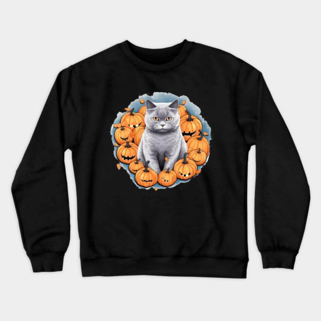 British Shorthair Cat Halloween, Cat Lover Crewneck Sweatshirt by logiamerch