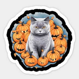 British Shorthair Cat Halloween, Cat Lover Sticker