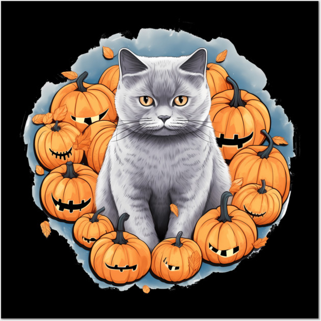 British Shorthair Cat Halloween, Cat Lover Wall Art by logiamerch