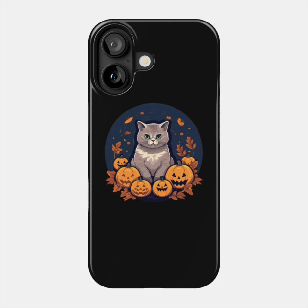 British Shorthair Cat Halloween, Cat Lover Phone Case by logiamerch