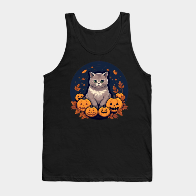 British Shorthair Cat Halloween, Cat Lover Tank Top by logiamerch