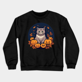 British Shorthair Cat Halloween, Cat Lover Crewneck Sweatshirt
