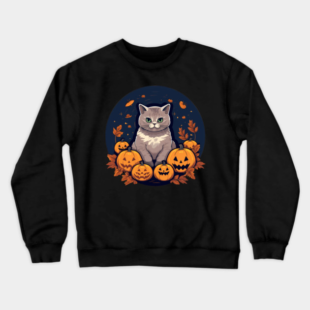 British Shorthair Cat Halloween, Cat Lover Crewneck Sweatshirt by logiamerch