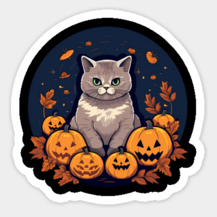 British Shorthair Cat Halloween, Cat Lover Sticker