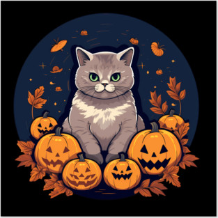 British Shorthair Cat Halloween, Cat Lover Posters and Art
