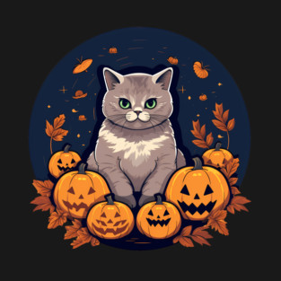 British Shorthair Cat Halloween, Cat Lover T-Shirt